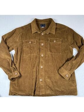 Valor Collective Jacket Shacket Men Sz L Brown Corduroy Button Up 100% Cotton